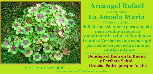 5º Rayo - Color Verde - Arcangel Rafael - Bendigo el Bien en tu Buena y Perfecta Salud, Gracias Padre porque Asi Es!!!
